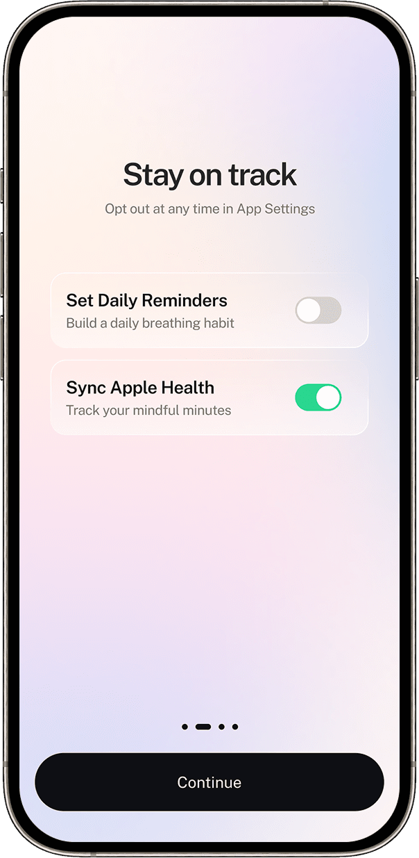 BreathOS onboarding, screen four
