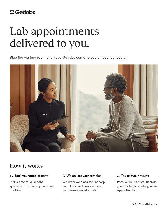 Lab appointments delivered to you — flyer