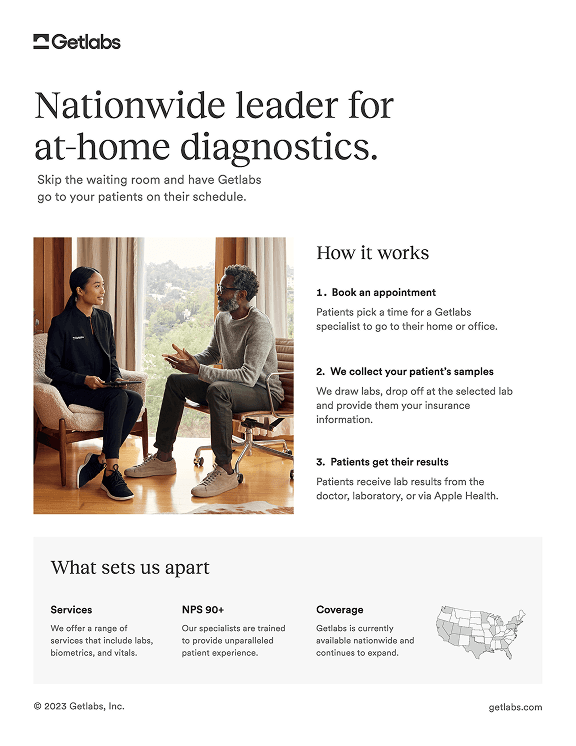 Nationwide leader for at-home diagnostics — flyer