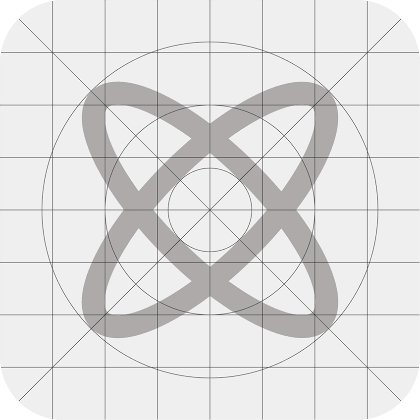 The BreathOS app icon drawn on its construction grid