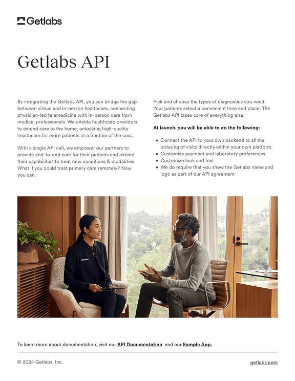 Getlabs API — flyer
