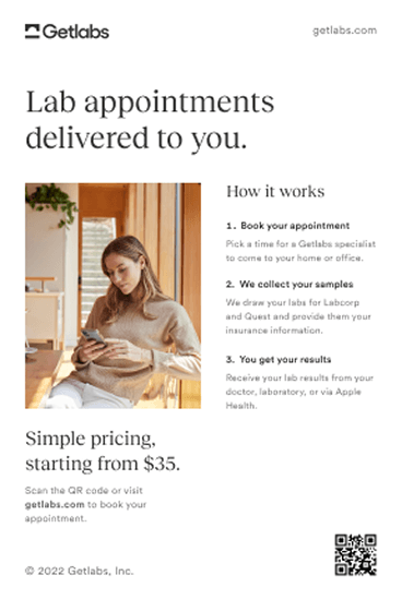 Lab appointments delivered to you — postcard