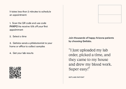 Enjoy at-home lab appointments — card, back