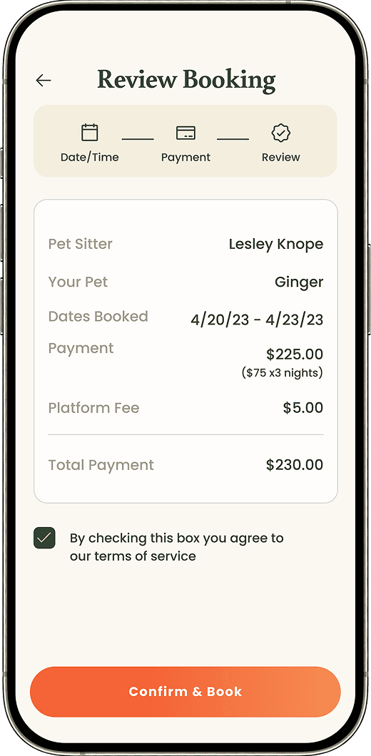 Book your pet, screen 3